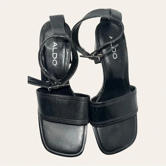 Women’s ALDO SQUARE‎ HEEL OPEN TOES HEELS SIZE 36(US 6) BLACK IN COLOR STRAPPY - Picture 2 of 16